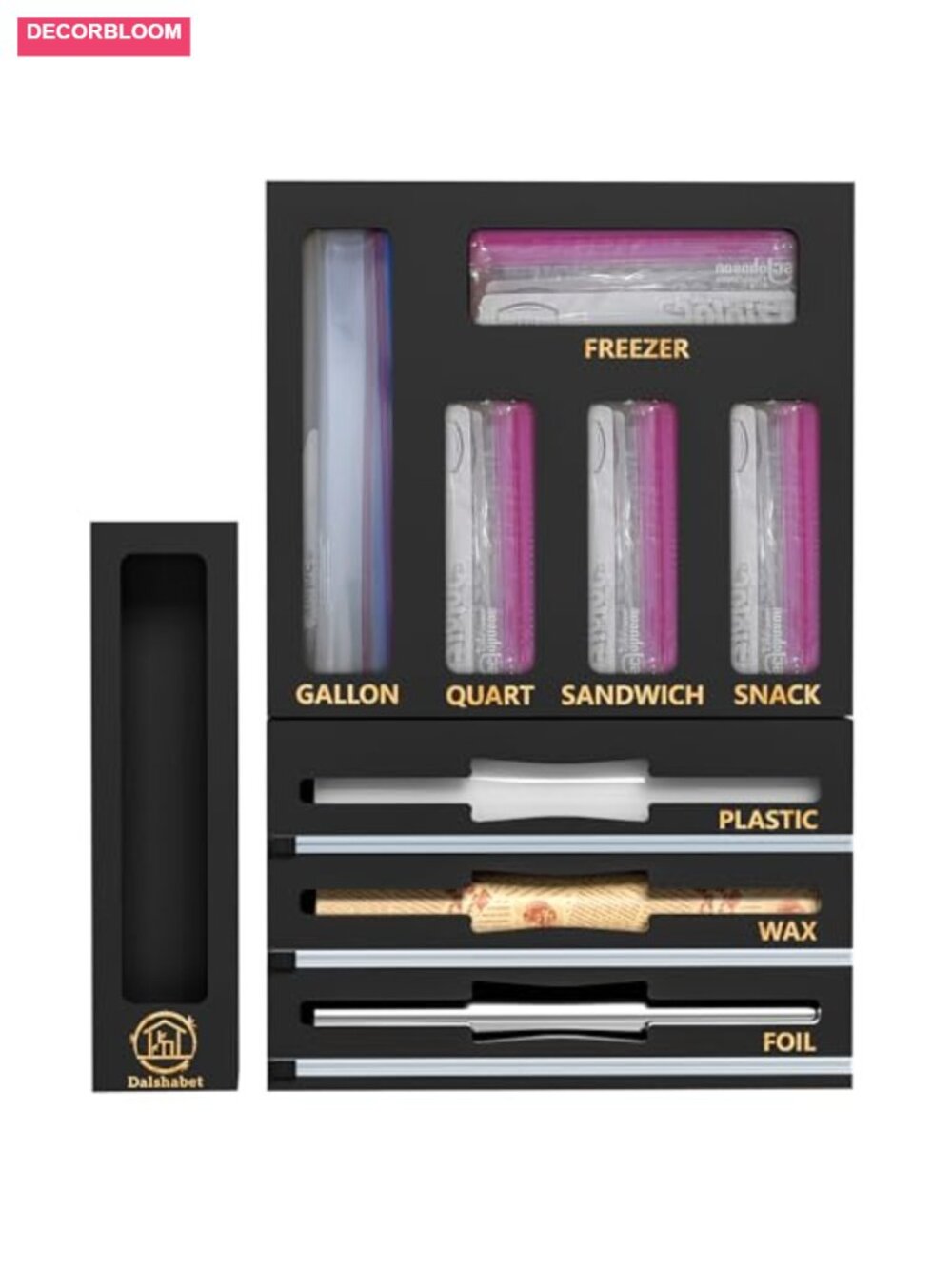 Bamboo 9-in-1 Kitchen Drawer Organizer with Foil & Wrap Dispenser Cutter